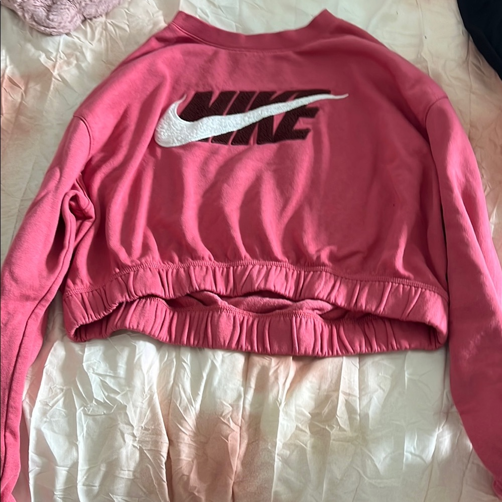 Nike Pink Crew Neck Sweater with Elastic Hem